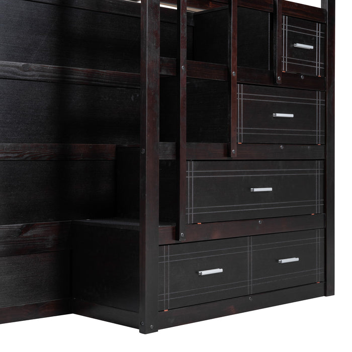 Bunk Bed With Twin Size Trundle And Staircase