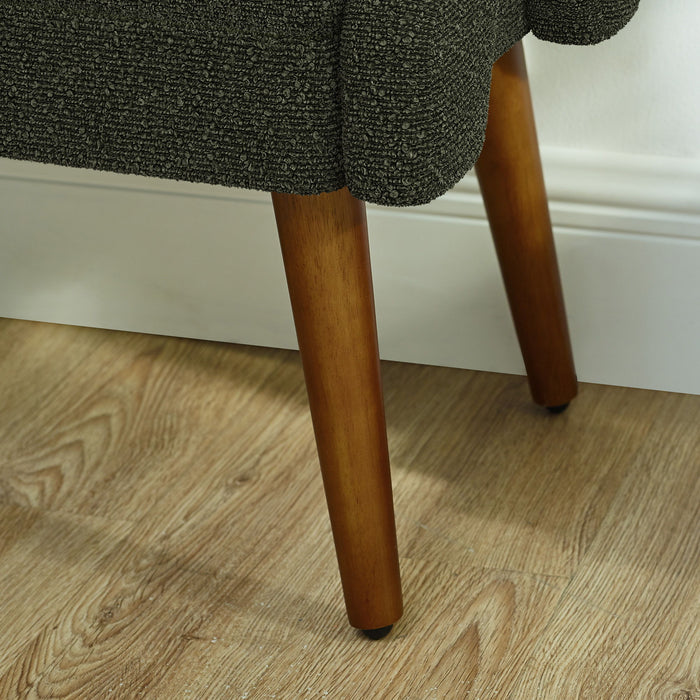 Modern Living Room Bench With Looped Yarn Fabric And Rubber Wooden Legs