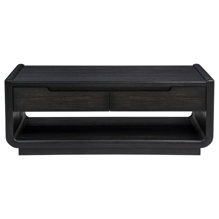 Leandro 2-drawer Wood Cocktail Coffee Table Burnished Black