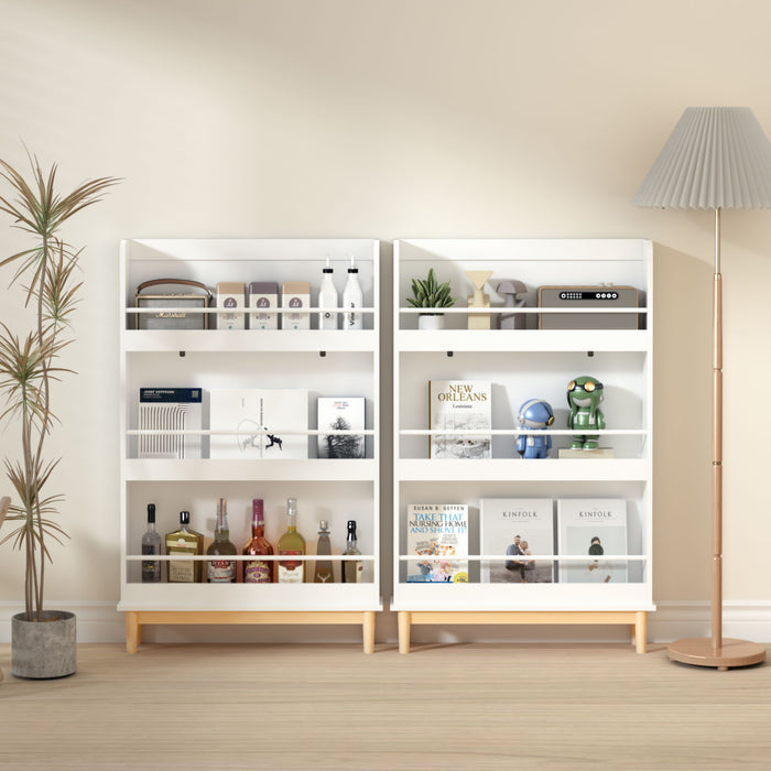 Wall Mounted Bookshelf, 3 Front Facing Display Shelves For Toddler Bedroom - White