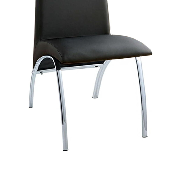 Leatherette Upholstered Side Chairs In Black And Chrome (Set of 2)