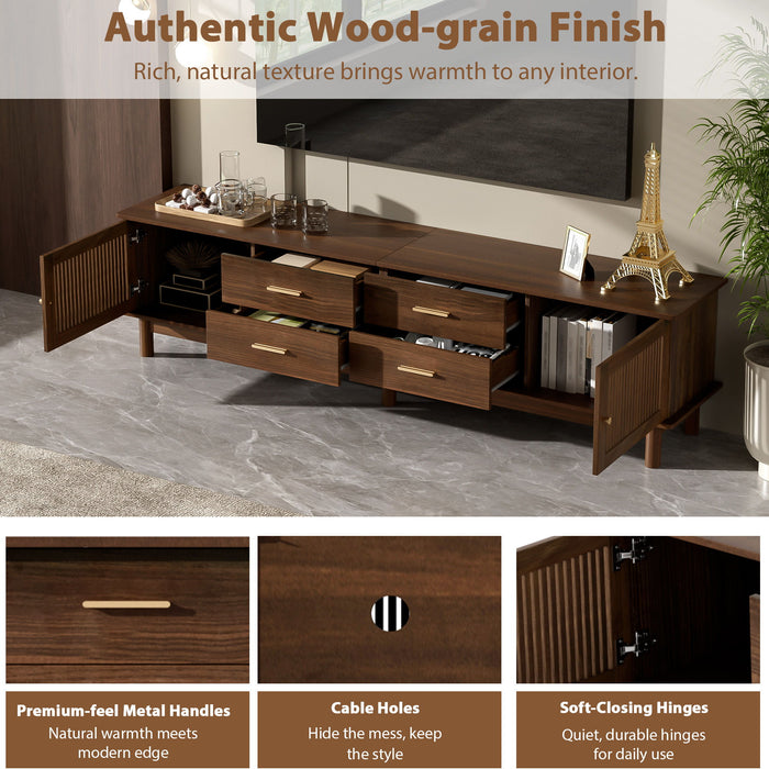TV Stand For 85" TVs, 4 Smooth Glide Drawers - Walnut