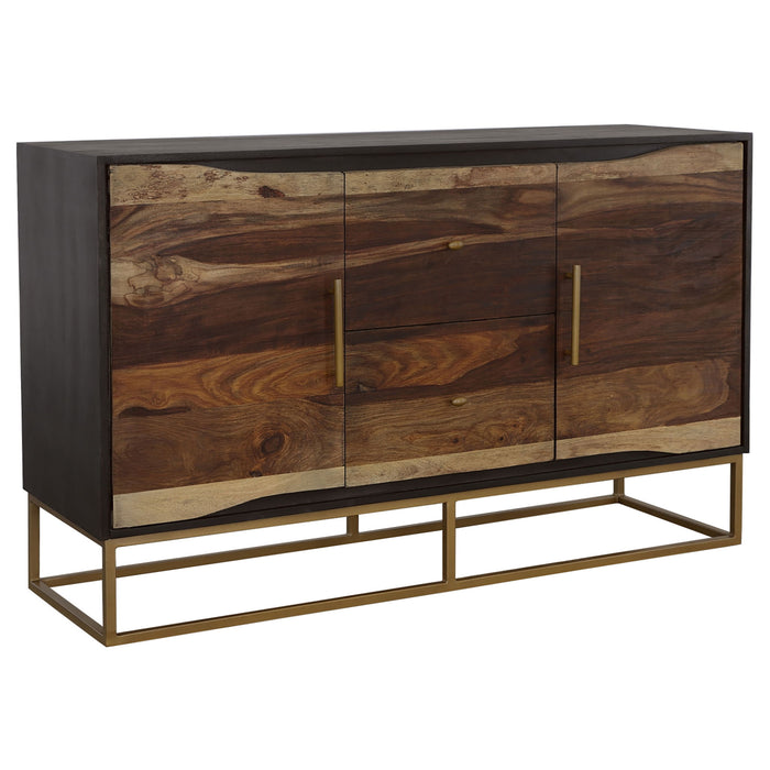 Zara 2-door 57-inch Wood Accent Storage Cabinet Black Walnut