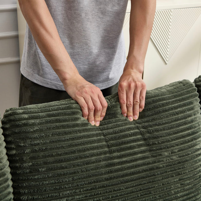 Convertible Sectional Sofa Bed Set With Armrest Storage, Cup Holder, USB, 4 Seater - Green