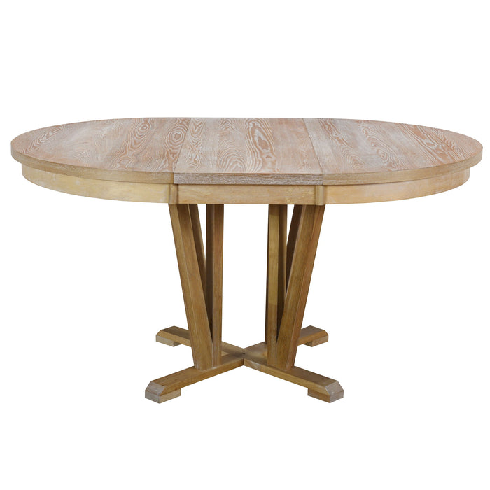 Topmax - 5 Piece Rustic Extendable Dining Table Set Round Trestle Table And 4 Cross Back Dining Chairs For Kitchen, Dining Room