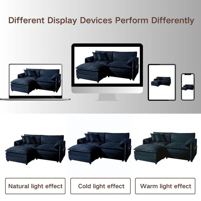 Modern Comfy Deep Seat Modular Sectional Sofa Cloud Couch With Ottoman