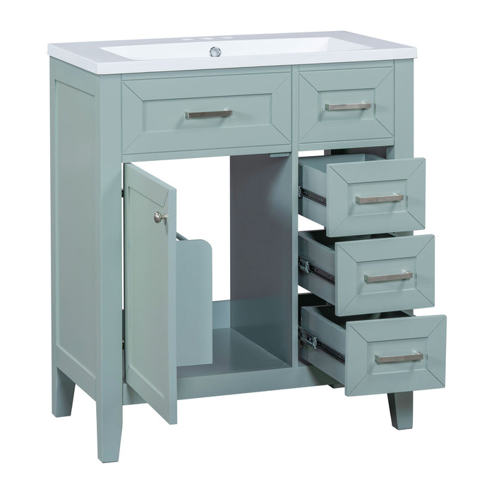 30" Bathroom Vanity With Sink Combo, Bathroom Cabinet With Drawers - Green