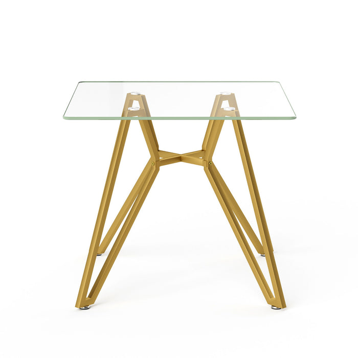 Modern Glass Dining Table With Metal Legs
