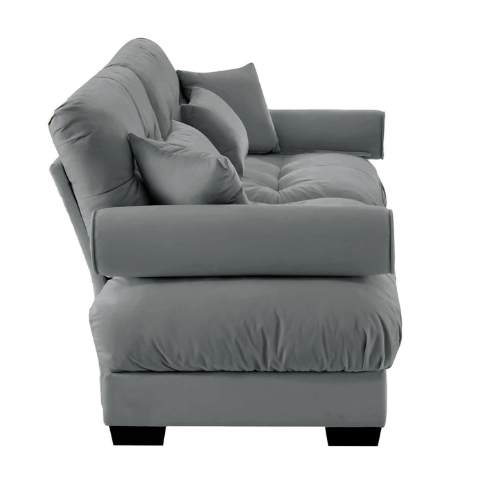 Modern Oversize Sofa With Cloud Like Comfort, Featuring Waist And Throw Pillows