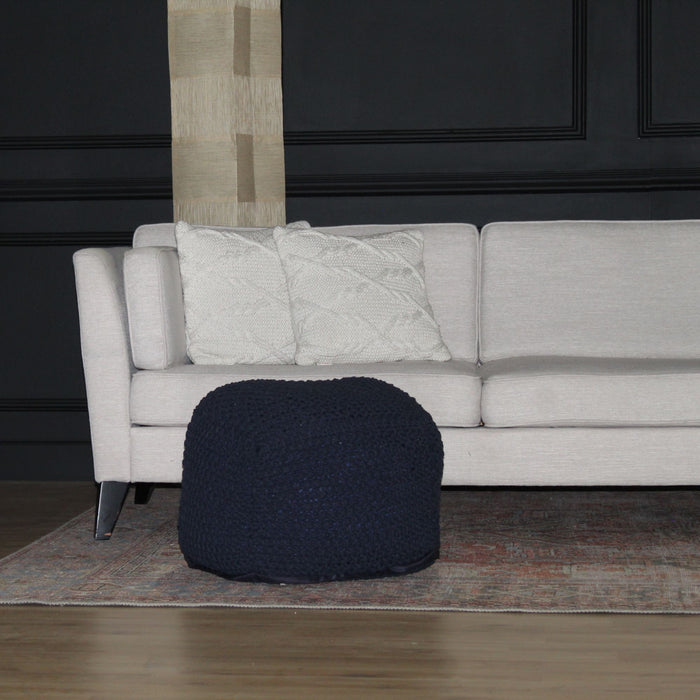 Semi Rounded Pouf, Cable Knitted, Perfect Seating