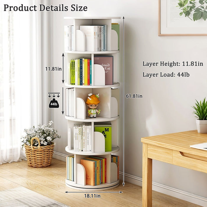 5 Tier Rotating Bookshelf, Spinning Design
