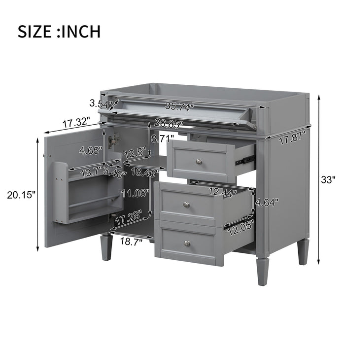 Bathroom Vanity Without Top Sink, Modern Bathroom Storage Cabinet With 2 Drawers And A Tip-Out Drawer