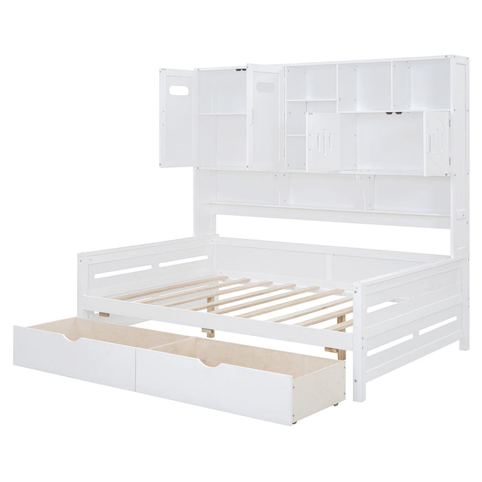 Daybed With All-In-One Cabinet And Shelf