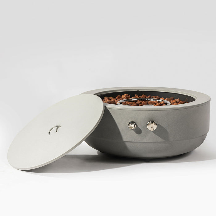 23" Propane Gas Fire Pit Bowl, 40000 Btu Round Steel Fire Pit For Outside Patio Deck Garden Backyard - Gray