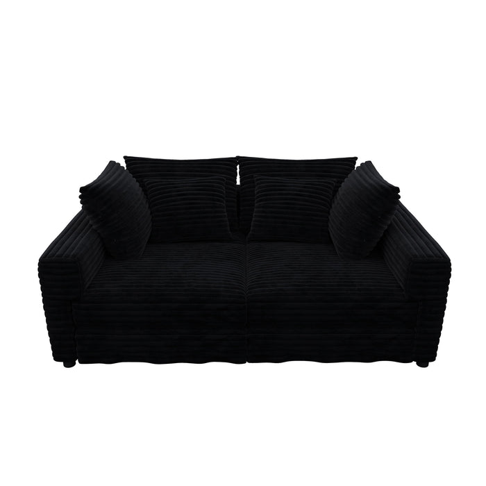 Plush Corduroy 4 Seat Sofa, Modern Comfy Upholstered Sofa Cloud Couch, Deep Seat Couches With Soft Pillows