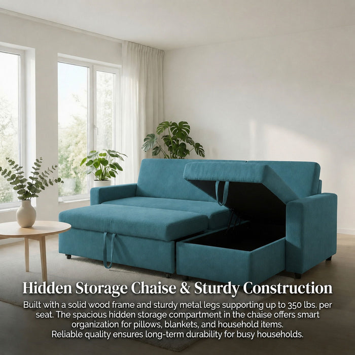 L - Shaped Convertible Sofa Bed With Storage Chaise