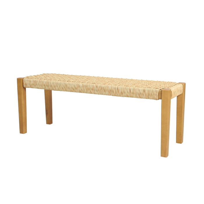 Angie - Bench Outdoor Seating Acacia Wood Faux Rattan - Teak