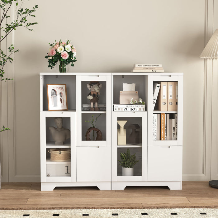 Modern Cabinet With Glass Doors And Drawer