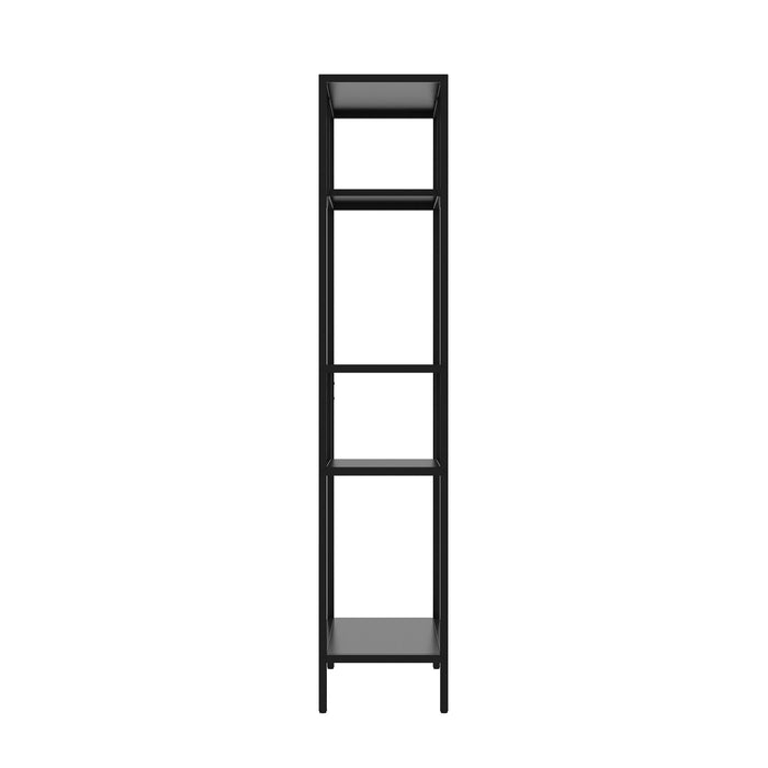 Modern Cube Storage Shelf With 4 Compartments & Metal Legs, Freestanding Organizer For Living Room, Bedroom, Home Office - Brushed Nickel