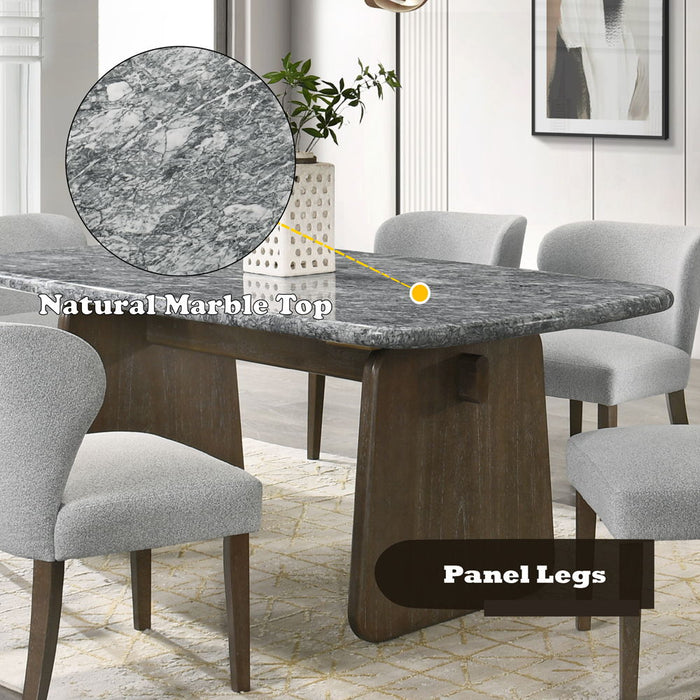 Dillon - Dining Table With Marble Top - Natural / Walnut