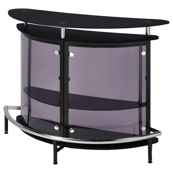Strick & Bolton - Freestanding Glass Top Home Bar Wine Cabinet With Panels - Black