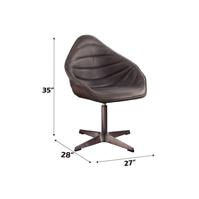 Pipino - Accent Chair With Swivel - Antique Ebony Top Grain Leather