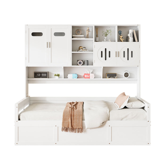 Daybed With All-In-One Cabinet And Shelf