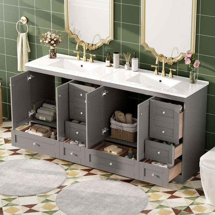 Shaker Free Standing Bathroom Vanity Cabinet With Sink, Soft Close Drawers, Soft Close Doors