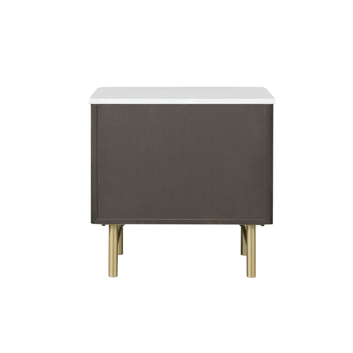 Clayten - Nightstand - Espresso / White Marble