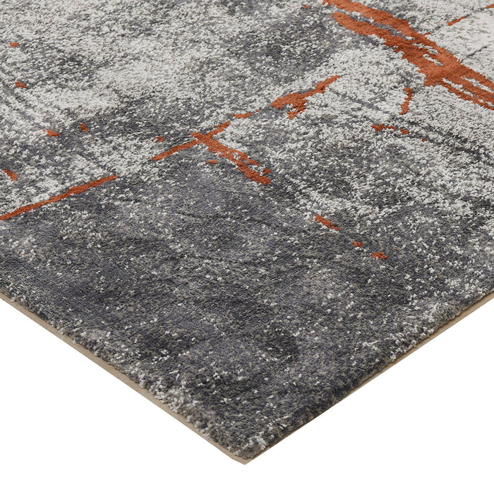 Quarry - 5' X 6.5' Abstract Area Rug - Gray / Orange