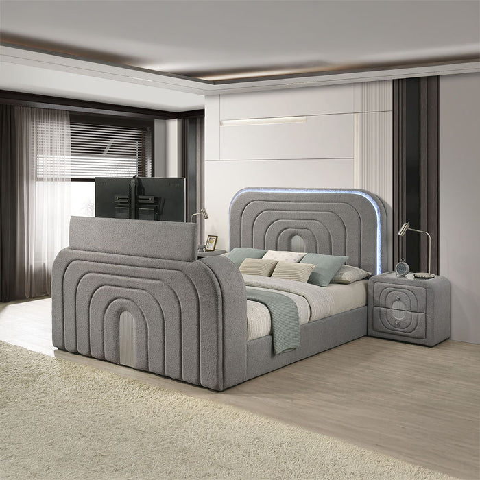 Shelyn - Bed With Led, TV Stand, Fireplace & Bluetooth