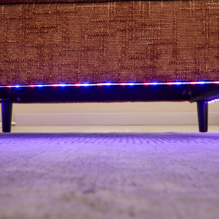 Chenille 2 Seater Sofa With LED Light, USB Charging Port, And Storage Bag