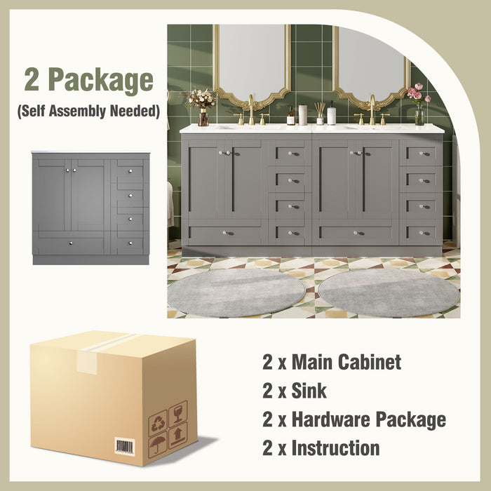 Shaker Free Standing Bathroom Vanity Cabinet With Sink, Soft Close Drawers, Soft Close Doors