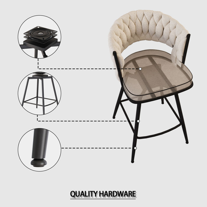 Bar Stool 360 Swivel With Back Footrest