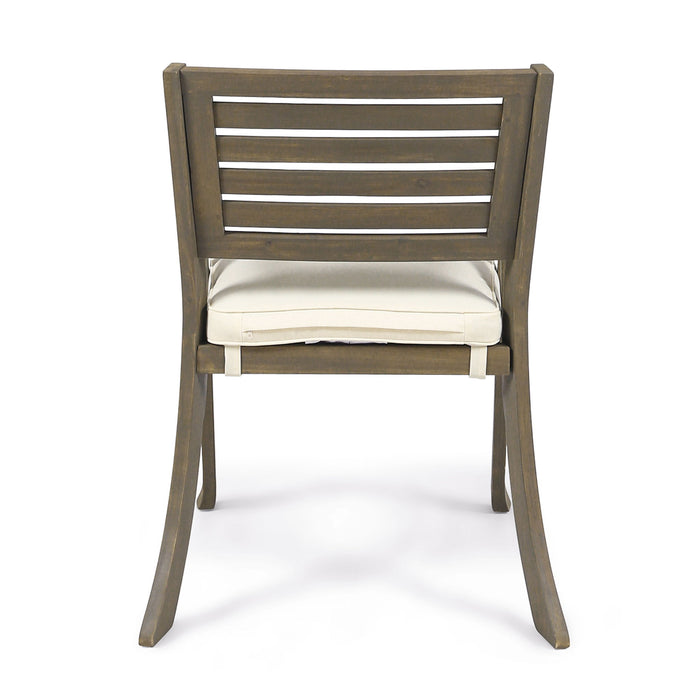 Helen - Outdoor Acacia Wood Dining Chair (Set of 2) - Gray / Creme