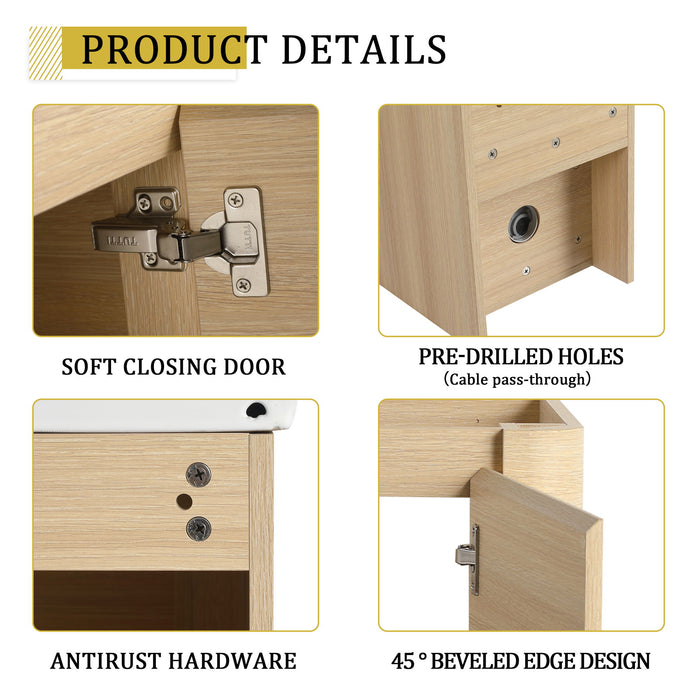 Wall Mounted Bathroom Vanity & Sink, Storage Shelves & Soft Close Door