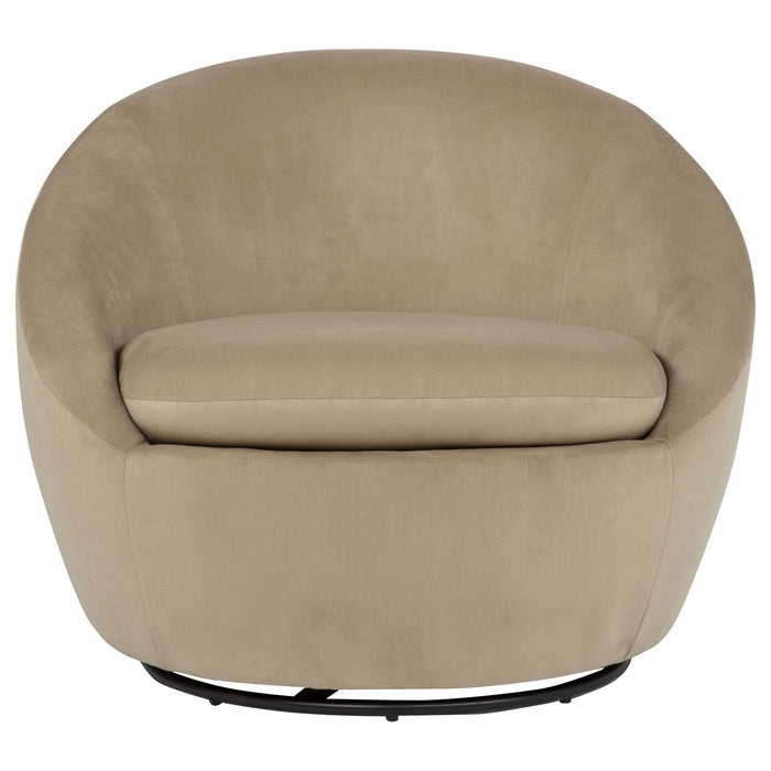 Myernick Velvet Upholstered Swivel Accent Chair Camel