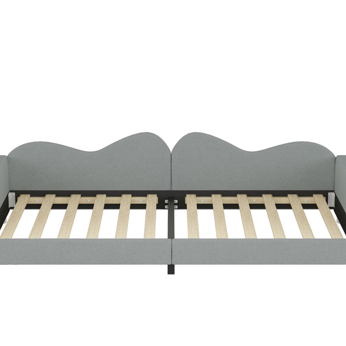 Upholstered Daybed, Sherpa Fabric Sofabed With Cloud-Shaped Backrest