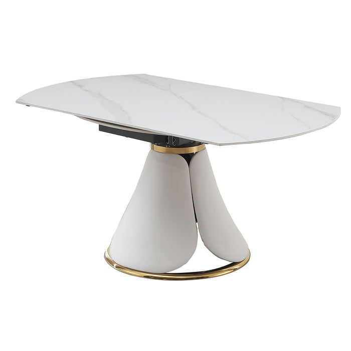 Fashion Modern Sintered Stone Dining Table With Multi Functional Retractable Design - White