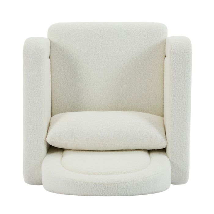 Accent Rocking Chair With Curved Back & Pillow, Base, Ultimate Comfort For Living Room Or Nursery - Cream White