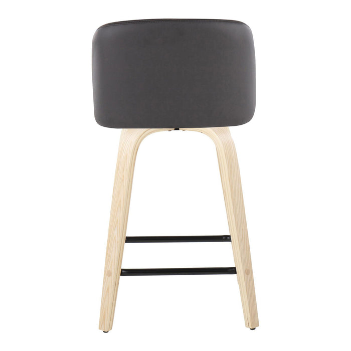 Toriano - Contemporary Modern Design Fixed Height Counter Stool With Swivel With Square Footrest (Set of 2)