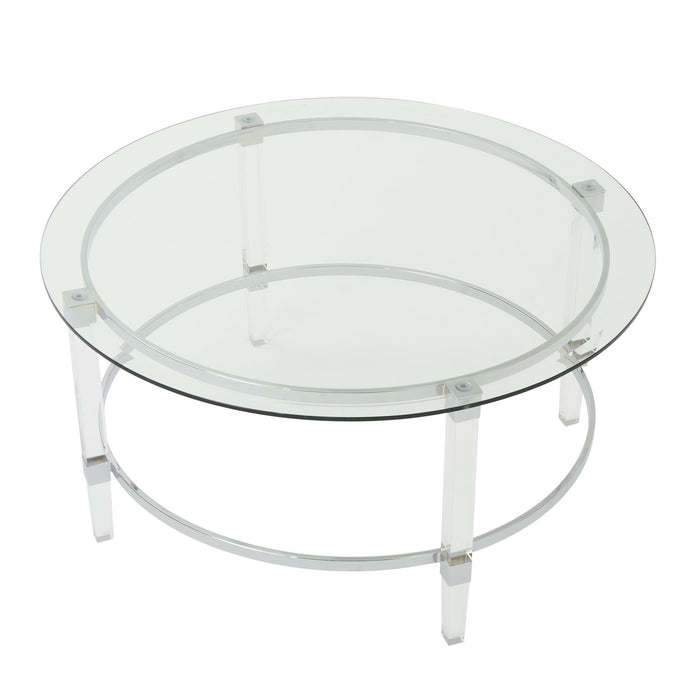Tempered Glass Round Coffee Table With Four Legs - Clear