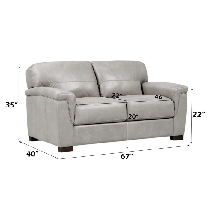 Cornelia - Loveseat - Pearl Gray Leather
