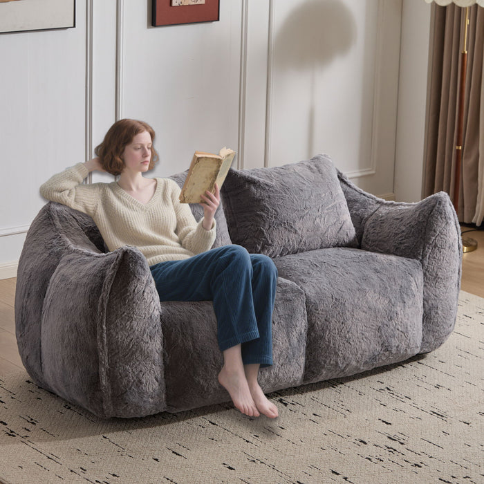 Giant Bean Bag Couch, Ultra Soft Fluffy Loveseat For Living Room