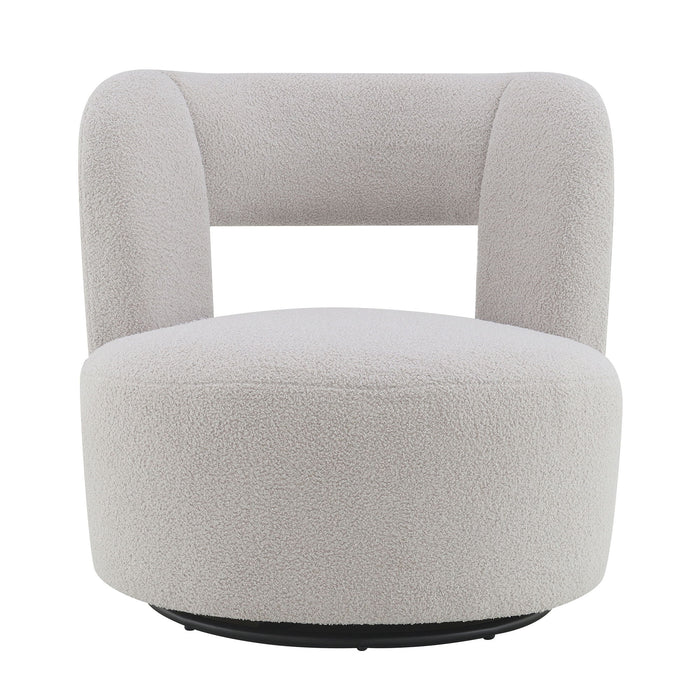 Swivel Comfy Round Barrel Chair With Soft Teddy Fabric For Living Room