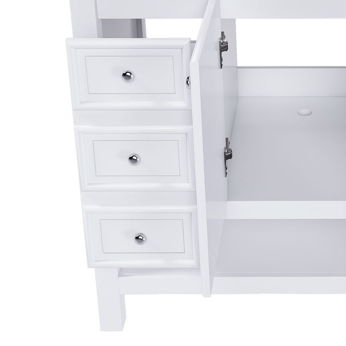 36" Bathroom Vanity With 1 Cabinet And 3 Drawers 1, Storage Solution - White
