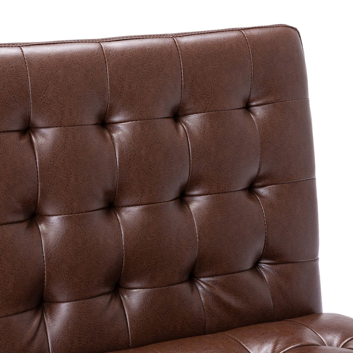 Contemporary Accent Chair With Tufted Waffle Stitch - Dark Brown