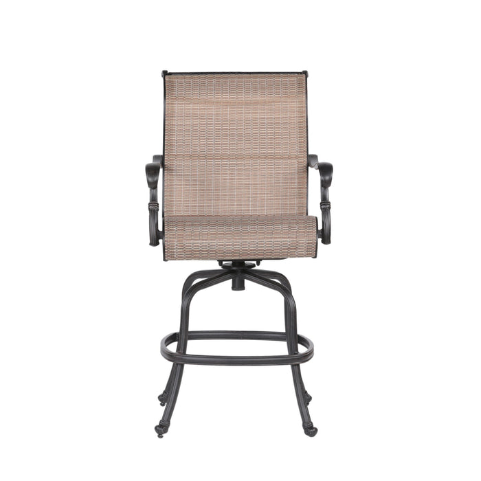 Outdoor Sling Counter Stool (Set of 2) With Aluminum Frame, All Weather - Dark Brown