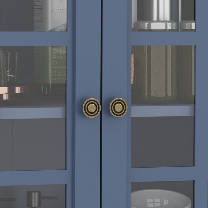 Minimalist Buffet Cabinet With Double Glass Doors And Drawer