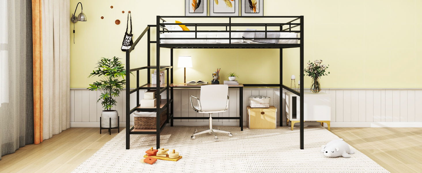Loft Bed With Desk And Lateral Storage Ladder
